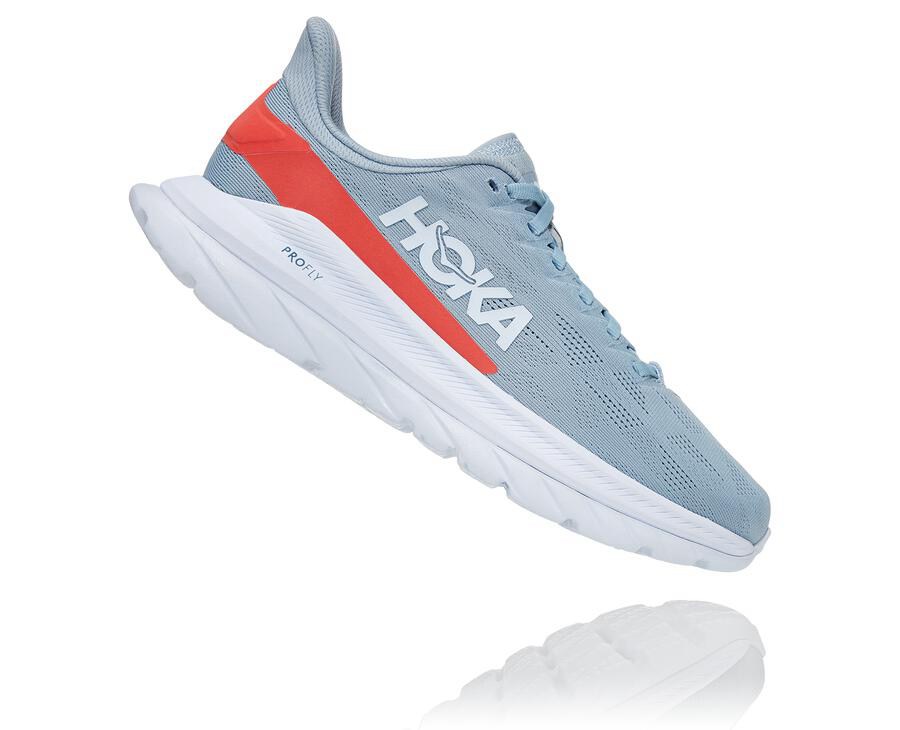 Running Shoes Womens - Hoka One One Mach 4 - Blue/White - RUTPQXE-18